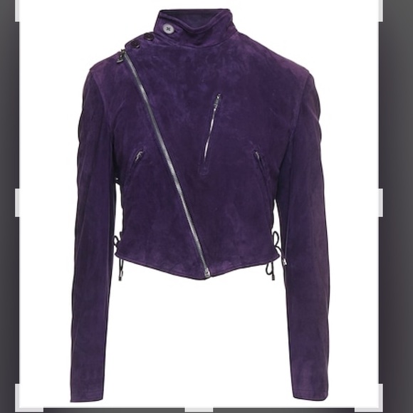 Ralph Lauren gorgeous purple suede jacket silk lining 100% authentic size 6 - Picture 7 of 8